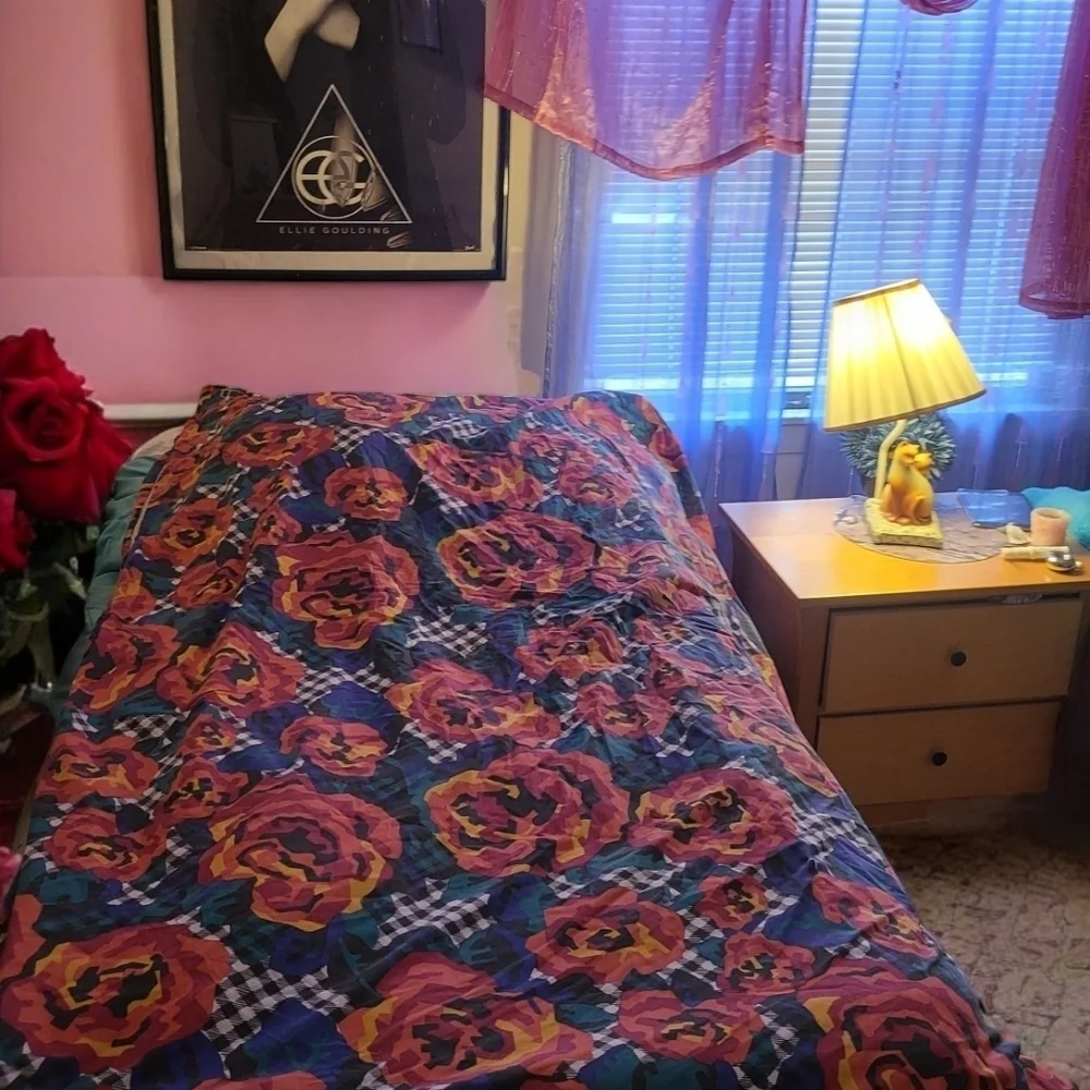 Vintage Martex King Abstract Rose Pattern Duvet Cover Twin